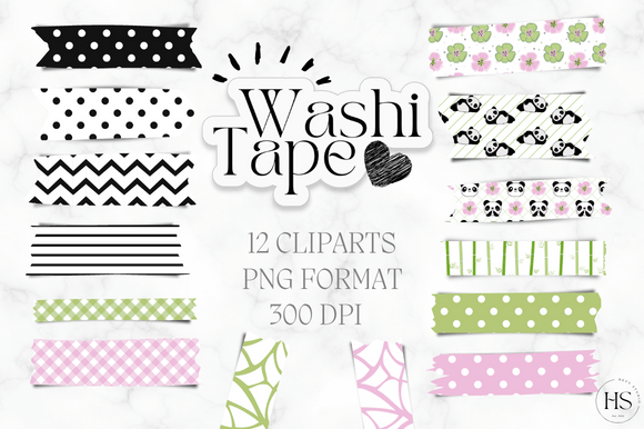 Download 14 Baby Panda Bamboo Washi Tape PNG Pack - Bamboo Collection
