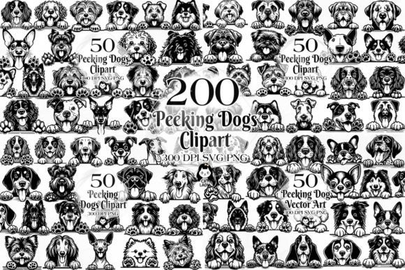 Download 200 Peeking Dogs Vector Art SVG PNG - King Collection