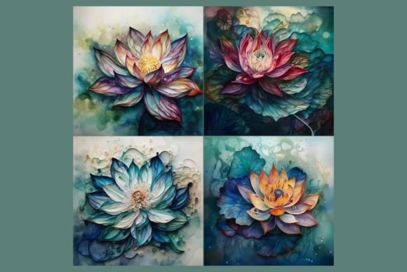 Download Lotus Blossom Watercolor Illustrations - Premium Resources