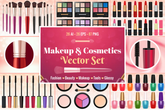 Download Makeup &amp; Cosmetics Vector Set - Makeup Collection