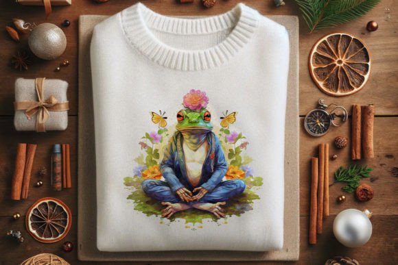 Download Zen Frog Meditating on Lotus - Lotus Collection